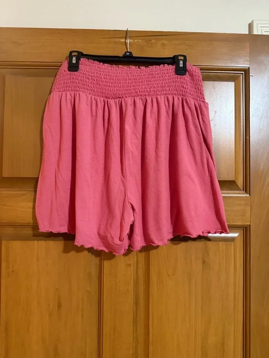 Zenana Outfitters Coral Pink Smocked-Waist Flow Shorts - Picture 1 of 4